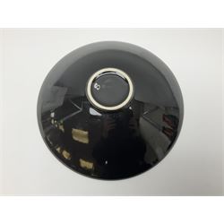 Four pieces of Poole Pottery in Graffiti pattern, comprising pair of vases of baluster form, dish and small plate, with impressed or printed marks beneath, vase H17cm