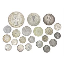 Queen Victoria India 1894 quarter rupee, South Africa 1895 one shilling coin, King George V Australia 1911 one florin - two shillings, Ireland 1928 two shillings sixpence, United States of America 1943 Liberty dime, Queen Elizabeth II South Africa 1957 five shillings and other coinage