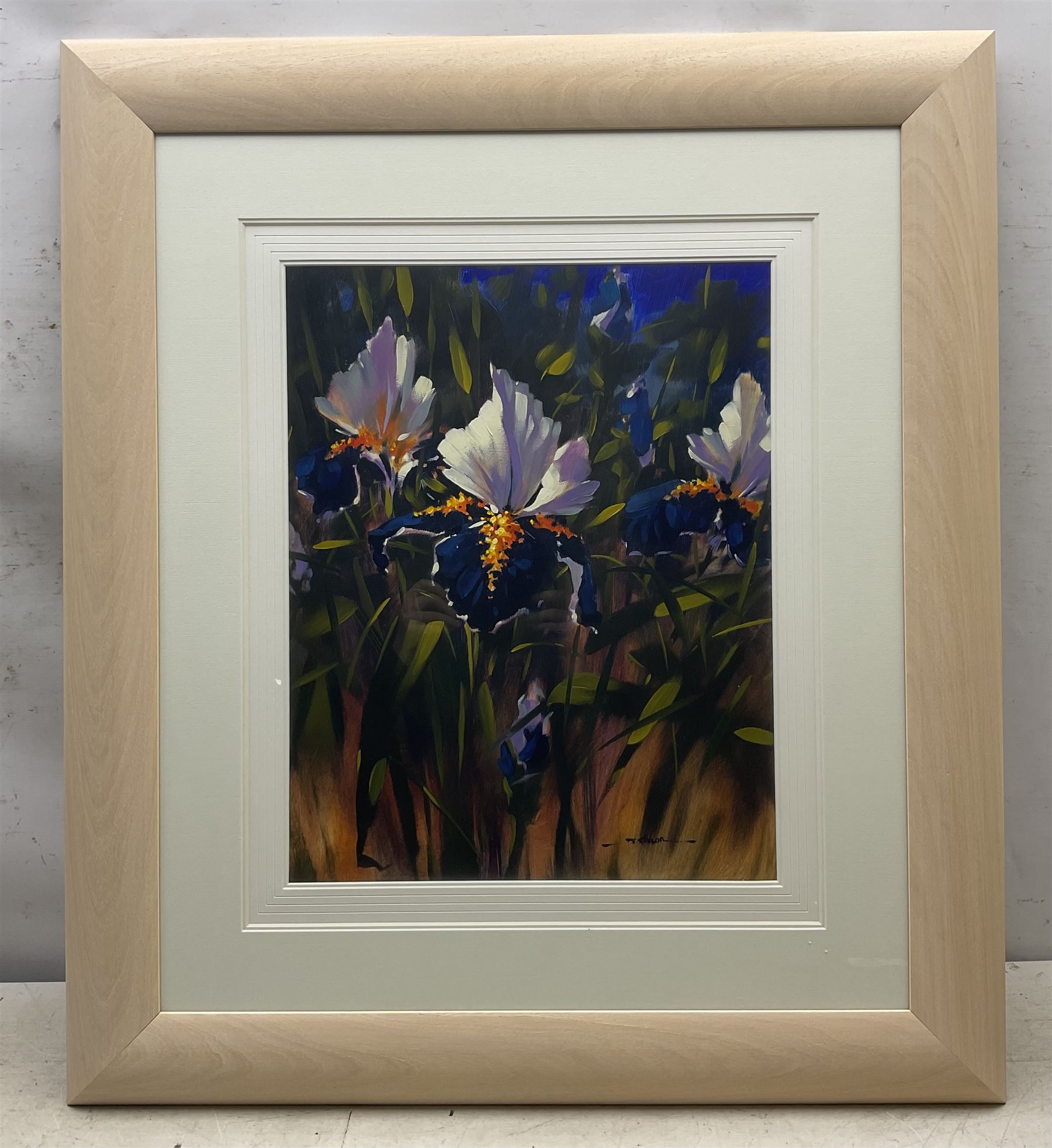 Jeremy Taylor (British 1957-): Floral Still Life, oil on board signed 47cm x 37cm 