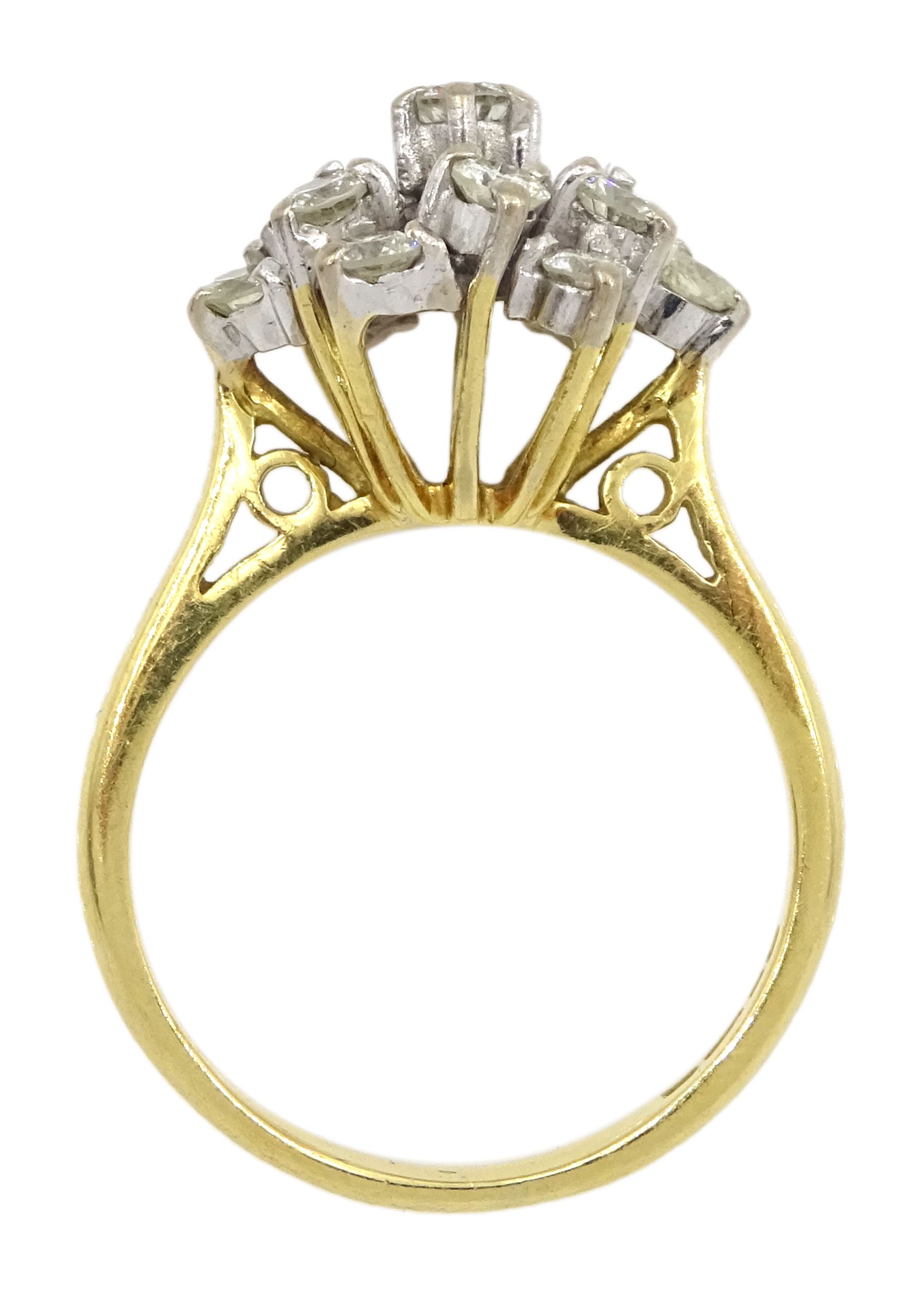 18ct gold round brilliant diamond cluster ring, London 1975, total diamond weight approx 0.40 carat