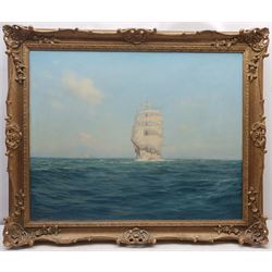 Walter Goodin (British 1907-1992): 'In Full Sail' Clipper at Sea, oil on board signed 59cm x 75cm
Provenance: with James Starkey Fine Art, Beverley, East Riding of Yorkshire, label verso