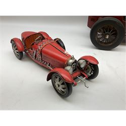 Four Franklin Mint Precision Models, one with hardwood body; large reproduction model of a vintage racing car L52cm; and four other modern metal/wooden models of vintage cars; all unboxed (9)
