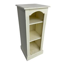 Cream painted pine narrow open bookcase