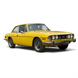 1973 Triumph Stag Mk II 3.0 V8 Manual with Overdrive

Registration: FTV 859L
Date of first registration: 8th March 1973
Recorded mileage: approximately 50,000 miles
Engine: 2,997cc petrol V8
Transmission: four-speed manual with overdrive

An attractive manual-overdrive example of Triumph’s celebrated V8 grand tourer, finished in yellow and supplied with both a removable hardtop and folding soft top.

The car has been the subject of extensive restoration and mechanical work, supported by a large history file containing invoices, notes and photographs documenting the work undertaken. The accompanying records indicate that the engine was rebuilt at approximately 36,000 miles, including re-boring of the block, checking and machining of the top faces, and steam cleaning following machining.

Further work and replacement parts are understood to include an upgraded radiator, electric cooling fan, Stag Webber header tank kit, complete set of cooling hoses and clips, fuel pump and filters, alternator, distributor cap, HT leads, spark plugs, front brake calipers and hoses, rear brake cylinders, tyres, front lights and LED bulbs. Various seals, interior trim items and seat components have also reportedly been renewed.

The car is believed to have been dry-stored from 1994 until 2017, with a substantial programme of recommissioning and improvement subsequently undertaken between 2017 and 2023. The history file also includes earlier MOT certificates dating from 1988 to 1994.

Offered with its V5C, hardtop, soft top, extensive restoration and maintenance history, photographic record and a quantity of useful spare parts, including a new dashboard veneer set.