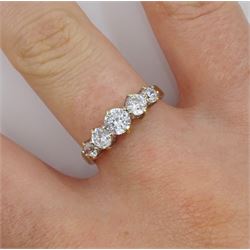 14ct gold five stone cubic zirconia ring, hallmarked