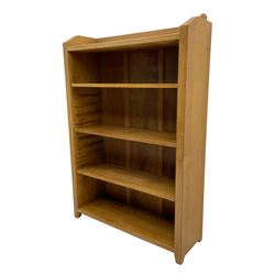 'Rabbitman' oak bookcase, fitted with three adjustable shelves, the top carved with rabbit signature, by Peter Heap of Wetwang