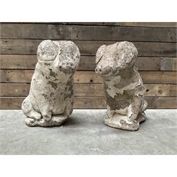 Pair painted stone pigs