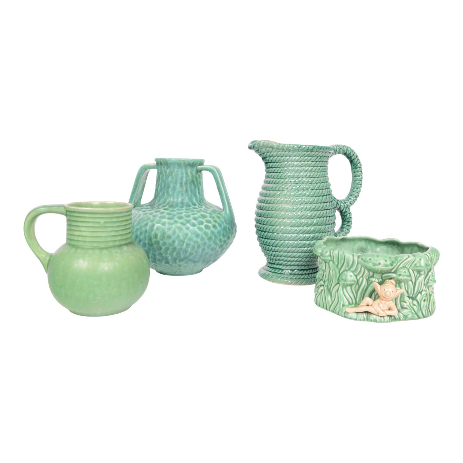Bretby twin handled vase, together with Sylvac pixie bowl and two jugs