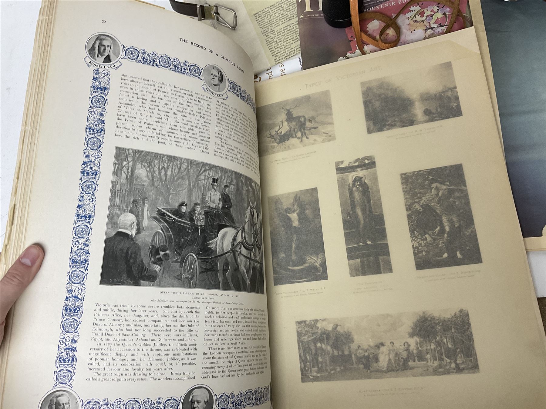 Pair of Zenith 8x40 Field binoculars together with Agfa camera with Silette lens, both in cases, and quantity of commemorative newspaper ephemera to include The Illustrated London News Record of the Glorious Reign of Queen Victoria