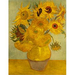 After Vincent Van Gogh (Dutch 1853-1890): Sunflowers, coloured print 75cm x 58.5cm