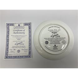 Two Wedgwood limited edition Clarice Cliff Design plates, comprising Poplar and House and Bridge patters, together with six Wedgwood limed edition Suzie Cooper The Art Deco Years, plates, all with certificates of authenticity, D21cm  