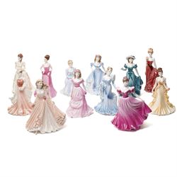 Twelve Coalport figures, comprising Alison, Pamela, Congratulations, Victoria, Sue, Beverl...