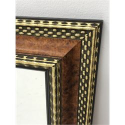 Rectangular bevel edged wall mirror, walnut and gilt finish frame, W108cm, H78cm