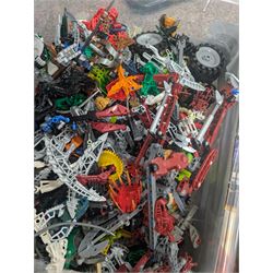 Lego Bionicle and similar part built figures and parts, including boxed sets and loose, together with a Lego Ninjago Build Your Own Adventure set and ten LEDlite Legends of Chima keyrings
