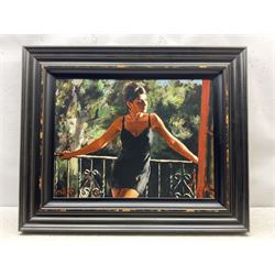 Fabian Perez (Argentinian 1967-): 'Saba in the Sun', embellished giclee print on canvas board signed and numbered 93/195, inscribed verso with DeMontfort Fine Art certificate of authenticity 45cm x 60cm