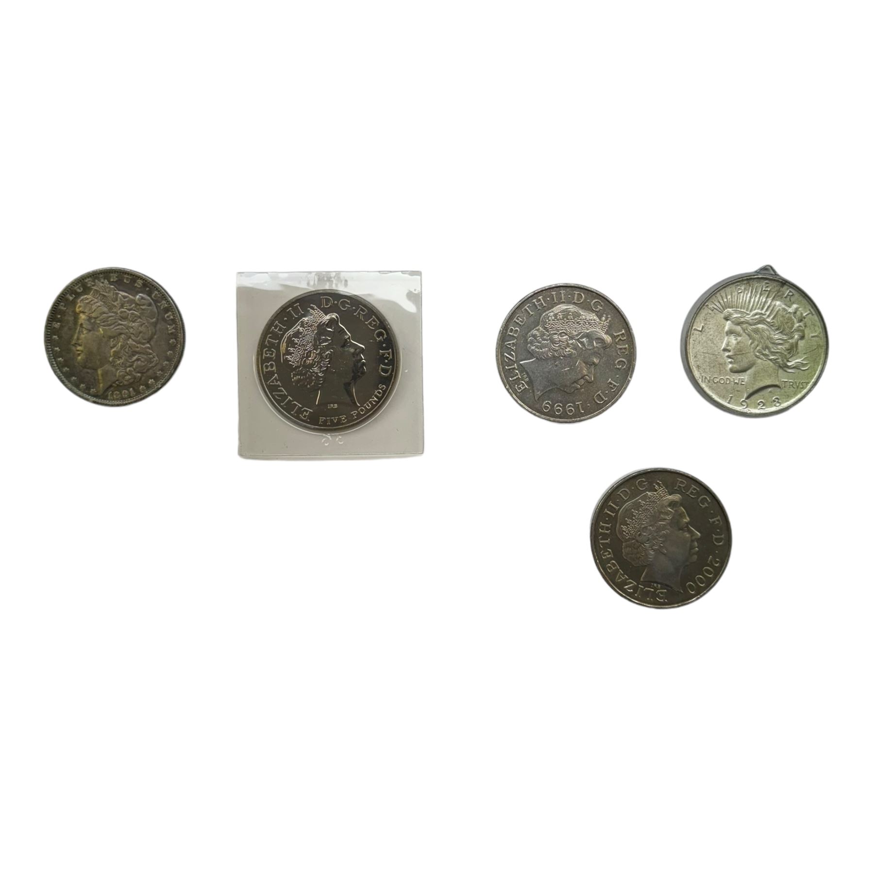 United States of America 1891 silver Morgan dollar, Queen Elizabeth II Canada 1976 Montreal Olympic Games sterling silver four-coin set, 1983 Great British coins year set etc and various banknotes with Bank of England ten shillings, The Central Bank of Ireland ten shillings 'IIP043989 3.1.62' and one pound '90F904441 16.3.62' etc