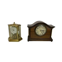 1930’s 8-day striking mantle clock and a brass cased kundo torsion clock