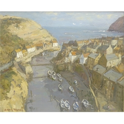  Richard Marshall (British 1944-2006): Overlooking Staithes Beck, oil on board signed 24cm x 29cm  DDS - Artist's resale rights may apply to this lot    