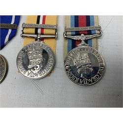 NATO Service Medal with clasp for Former Yugoslavia; together with three copy medals - Iraq Medal with clasp for 19 Mar to 28 Apr 2003 and unfitted rosette; Operational Service Medal with Afghanistan clasp; and QEII Golden Jubilee 2002 medal; all with ribbons (4)