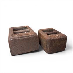  Cast iron corner manger along with one 56lb cast iron weight and another of unknown weight
