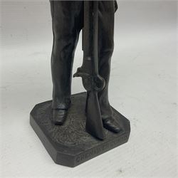 Bronzed figure of a Grenadier guard, H33cm