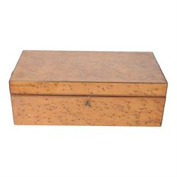 Two writing slopes, including brass bound mahogany example, together with a wooden box with brass handles to sides and cover, tallest H28cm