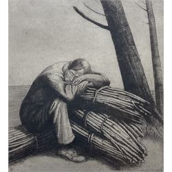 Frederick Austin (British 1902-1990): The Faggot Gatherer Taking a Rest, etching signed and dated 1926 in pencil 16cm x 14cm