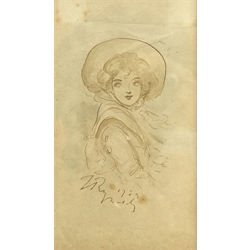  Attrib. Sir Joshua Reynolds (British 1723-1792): Studies of Young Women, four pen ink and colour wash sketches signed and two dated 1759, 15cm x 9cm - 20cm x 13cm (4)  