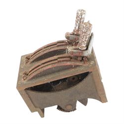 Railway signal box two lever frame, to top of handle H26cm