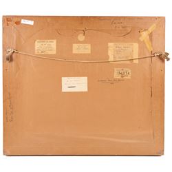 Alec Sargant (British 20th Century): 'Trumpeters House - Richmond Green', oil on board signed and dated 1968, titled verso, and with various other labels to include Southampton Art Society and James Bourlet & Sons, 48cm x 59cm