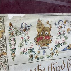 Large 18th century framed and glazed Indenture for King George III to George Rivers, Lord Rivers of Straths Saye, including frame H92.5cm L107.5cm