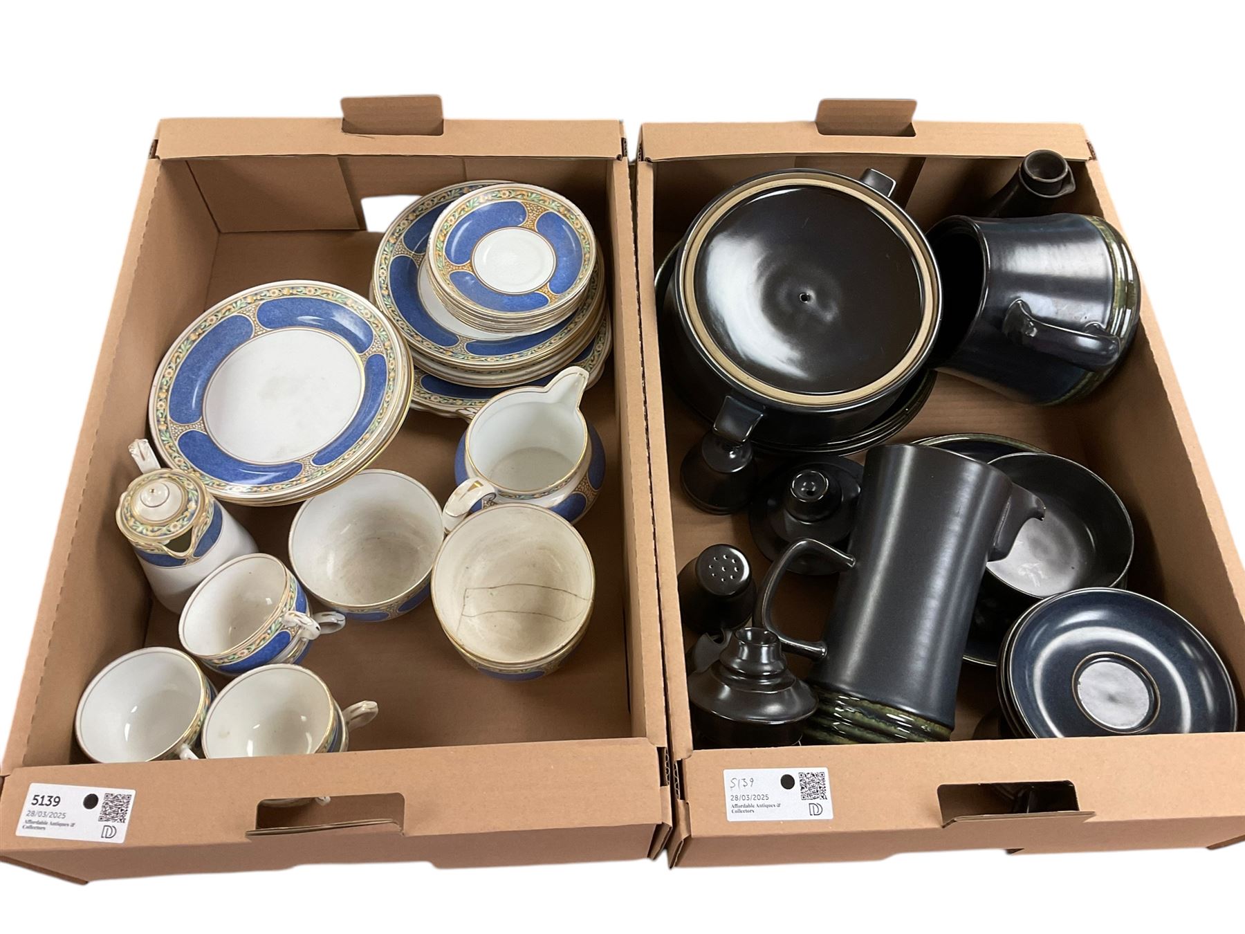 Denby Bokhara Kismet part tea and dinner service, including coffee pot and teapot, together with Grosvenor part tea and dinner service in two boxes 