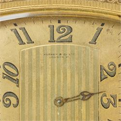 Concord & Co - Early 20th century Swiss travelling clock retailed by Asprey & Co, London in neo classical gilt metal case and outer leather travelling case No.2175694, clock size 9cm x 8cm