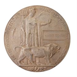  World War I trio to 12074 Pte A Coates,  West Yorkshire Regt comprising War medal, Victory medal, 1914-15 Star and bronze death plaque, killed in action Gallipoli 9th August 1915 and War and Victory medals to 27860 Pte W Coates, West Yorkshire Regt and various documents etc