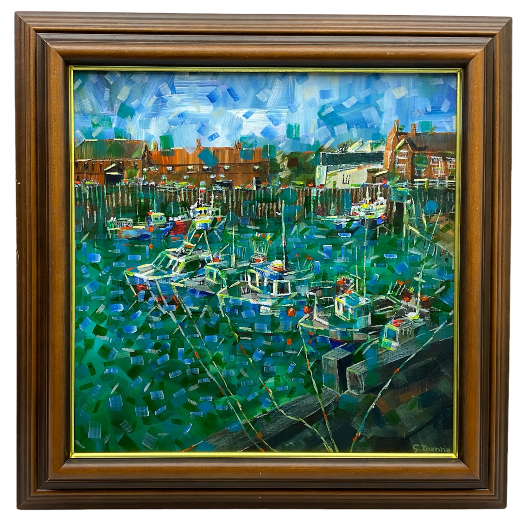 Giuseppe Ioanna (British 1956-): Scarborough Harbour, acrylic on board signed 49cm x 49cm