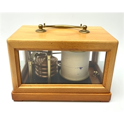 Modern French barograph by Barometre Holosterique Naudet-Dourde serial no.63815, in beech case with hinged cover L21cm; and quantity of charts