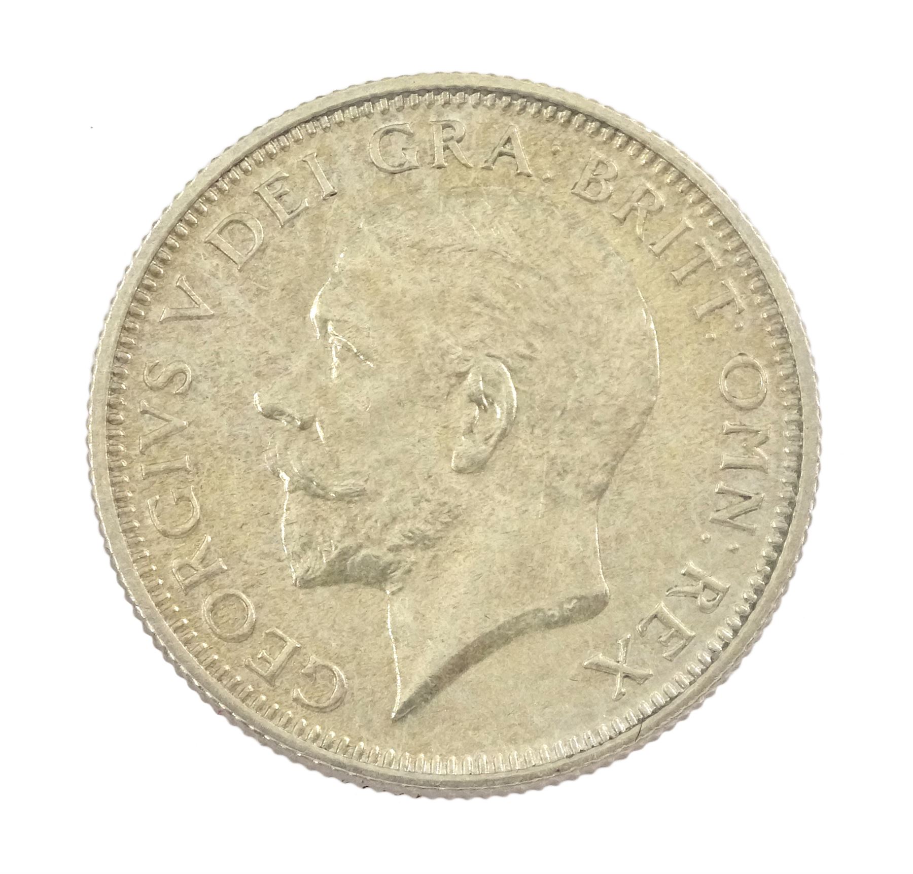 King George V 1927 proof coin set, comprising threepence, sixpence, one shilling, florin, halfcrown and 'wreath' crown, cased