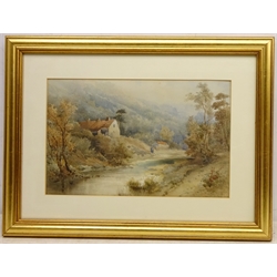  Forge Valley Cottages, watercolour signed with initials by Frederick William Booty (1840-1924) 23cm x 36cm  
