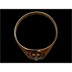 9ct gold illusion set diamond signet ring and a 9ct gold garnet ring