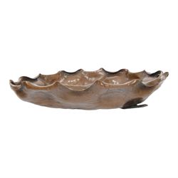 20th century Japanese copper dish, with fluted rim embossed with a dragonfly, together with Paul Gilling copper and pewter tray 