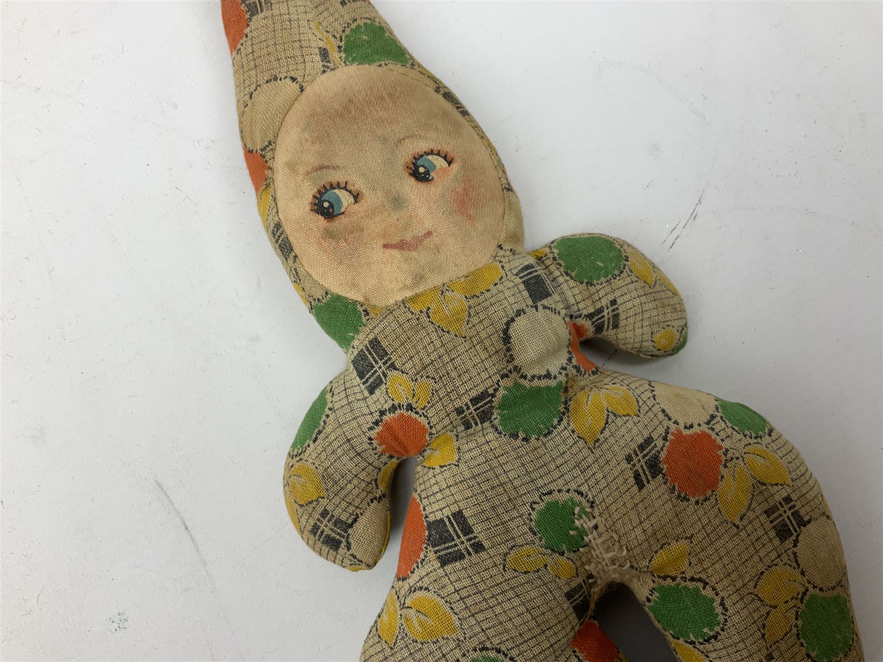 1950s fashion doll reputedly used for advertising children's wellingtons in a shoe shop window H30cm; and two soft toys (3)