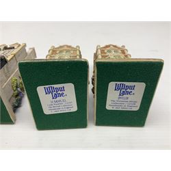 Thirteen Lilliput Lanes from the Shops Collection, including Apothecary, Horologist, China Shop, Penny Sweets, H Samuel etc, all with deeds and original boxes 