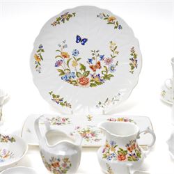 Aynsley Cottage Garden tea set comprising thirteen cups and saucers, eleven plates, bread and butter plate and milk jug, together with six coffee cans and saucers, cream jug and sugar bowl and four other Cottage Garden pieces