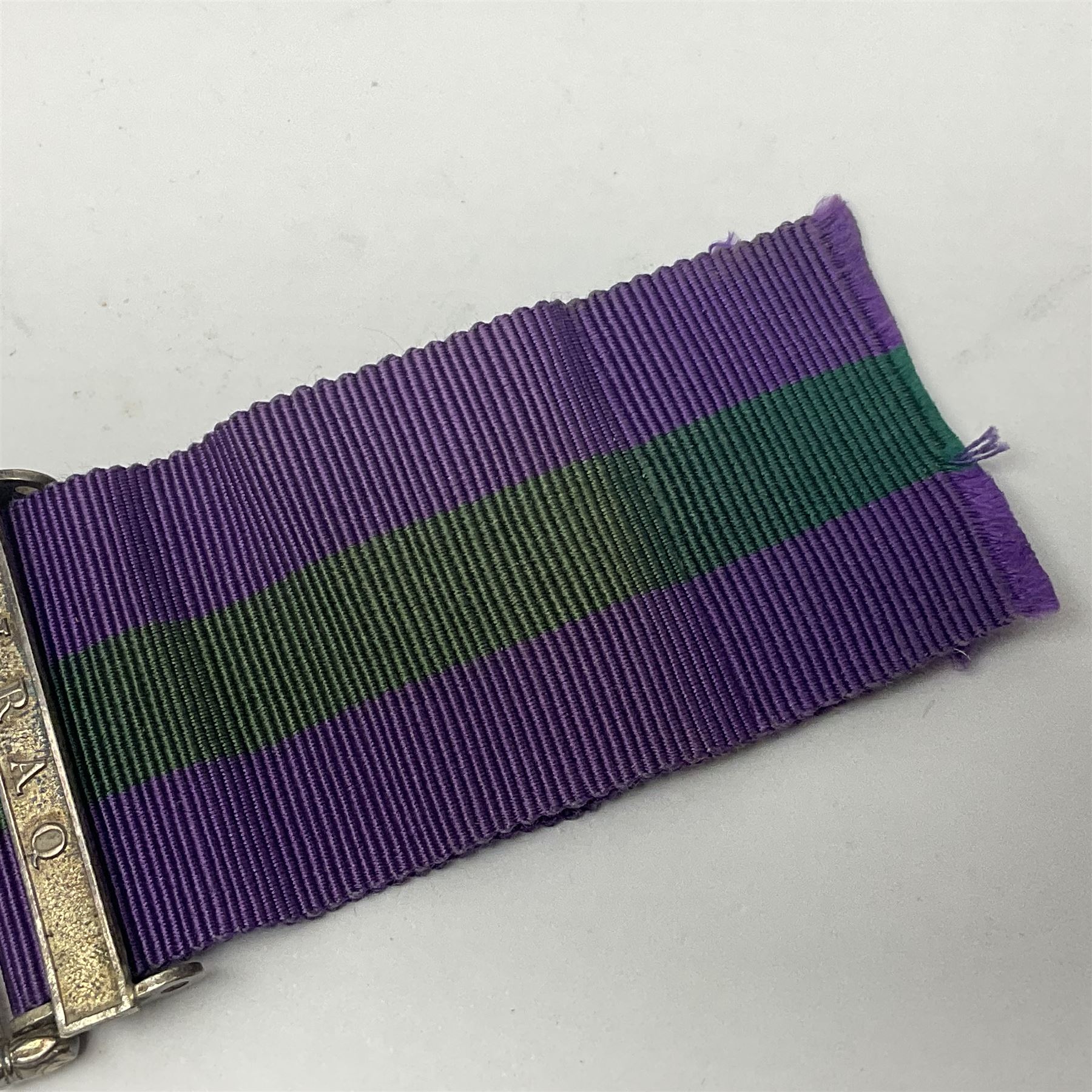 George V General Service Medal with Iraq clasp awarded to 59553 Pte. S. Appleton E. York. R.; with ribbon