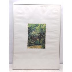 Karl Torok (Bradford 1950-2015): 'Rhododendron Path', fabric print signed titled numbered 1/15 and dated 1987 in pencil 30cm x 22cm (76cm x 55cm full sheet)