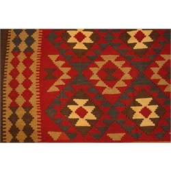  Maimana Kelim brown ground rug, repeating border, 156cm x 202cm  
