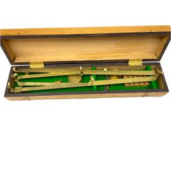 19th century brass pantograph by Robert Banks 441 Strand London, in an oak case, L56cm, W12cm