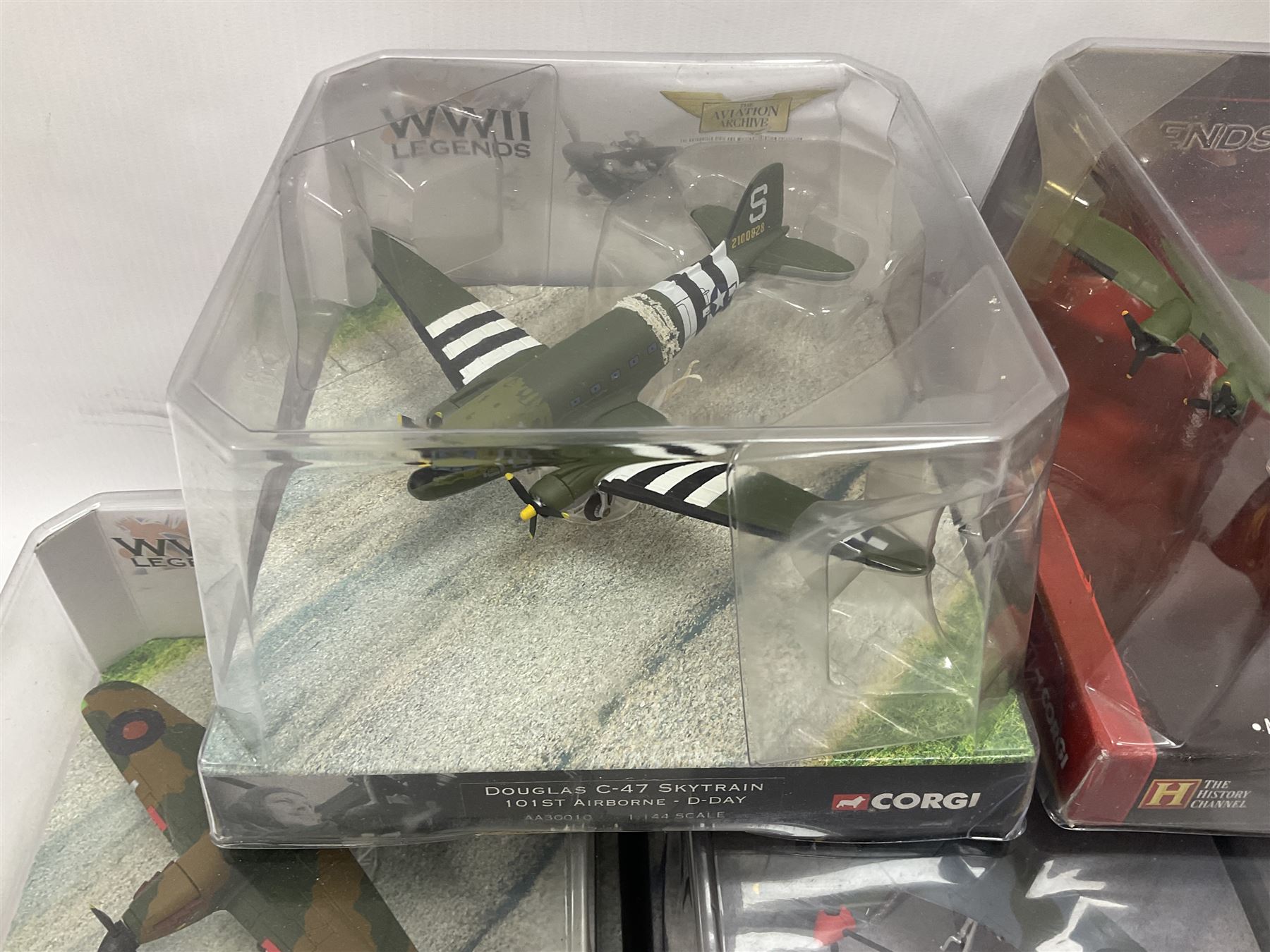 Corgi - five die-cast models of WW2 aircraft; and five models of warships; all boxed (10)