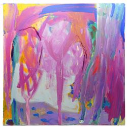 Gillian Ross Kelsey (British 1935-2025): 'Pink Valley No 2', acrylic on canvas unsigned 102cm x 102cm (unframed)