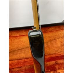 Fender three-tone Sunburst 12-string electric guitar c1965/6 Fullerton USA, with alder body and maple neck, the Indian rosewood fretboard with twenty-one frets and pearloid dot markers, fender electric XII bridge, F-stamp tuners (non-original), two split single coil pick-ups, master volume and tone and four-way switch, serial no.129730, L108cm; in original Fender case bearing label for Rivington Guitars New York with copy of original invoice; together with GuitarKes set-up and service certificate dated October 2021
